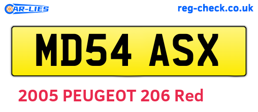 MD54ASX are the vehicle registration plates.