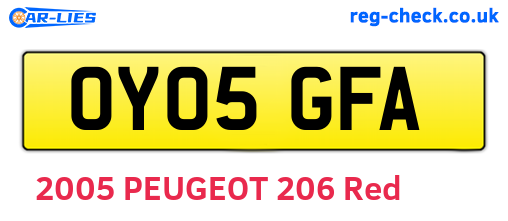 OY05GFA are the vehicle registration plates.
