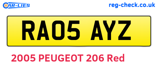 RA05AYZ are the vehicle registration plates.