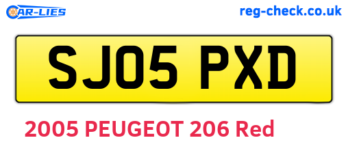 SJ05PXD are the vehicle registration plates.