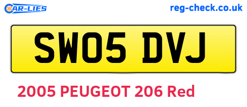 SW05DVJ are the vehicle registration plates.