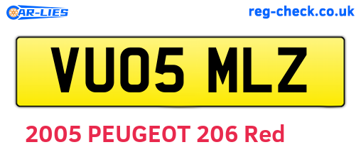 VU05MLZ are the vehicle registration plates.
