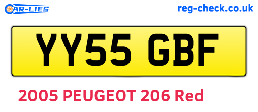 YY55GBF are the vehicle registration plates.