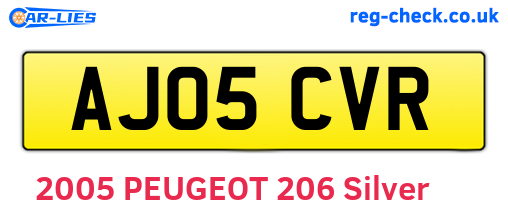 AJ05CVR are the vehicle registration plates.