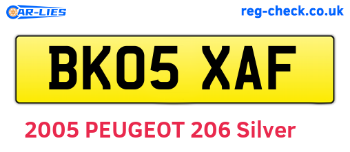 BK05XAF are the vehicle registration plates.