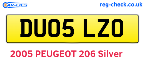 DU05LZO are the vehicle registration plates.
