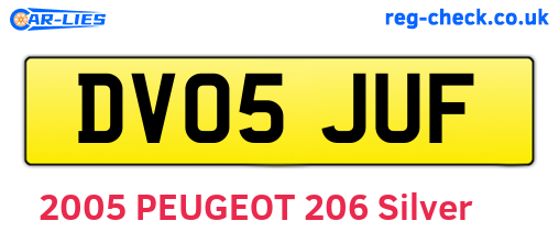 DV05JUF are the vehicle registration plates.