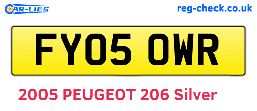 FY05OWR are the vehicle registration plates.