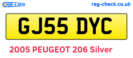 GJ55DYC are the vehicle registration plates.