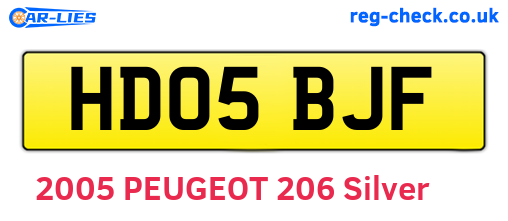 HD05BJF are the vehicle registration plates.
