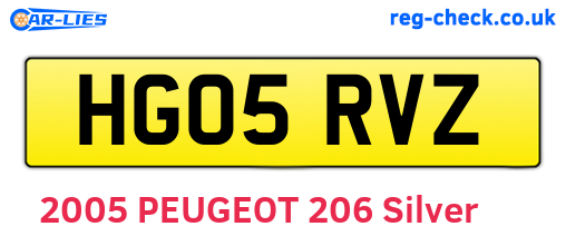HG05RVZ are the vehicle registration plates.