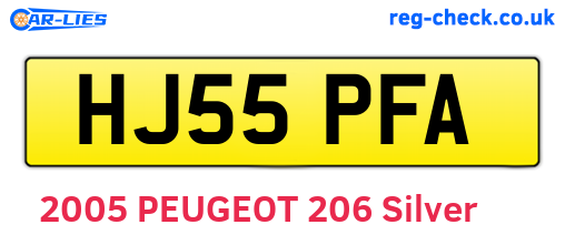 HJ55PFA are the vehicle registration plates.