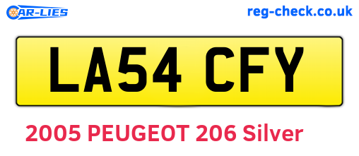 LA54CFY are the vehicle registration plates.