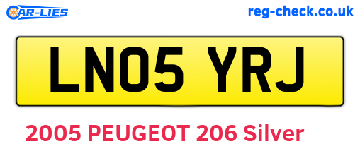 LN05YRJ are the vehicle registration plates.