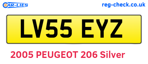 LV55EYZ are the vehicle registration plates.