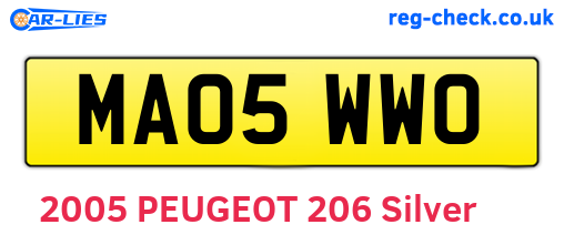 MA05WWO are the vehicle registration plates.