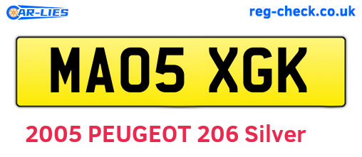 MA05XGK are the vehicle registration plates.