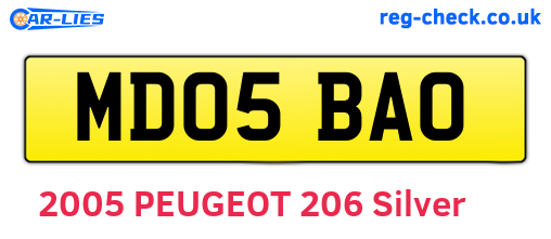 MD05BAO are the vehicle registration plates.