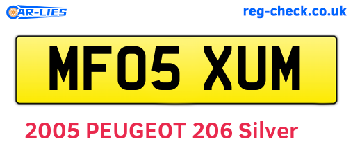 MF05XUM are the vehicle registration plates.