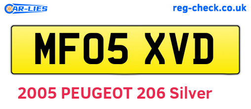 MF05XVD are the vehicle registration plates.