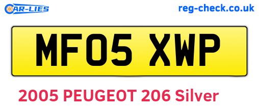 MF05XWP are the vehicle registration plates.