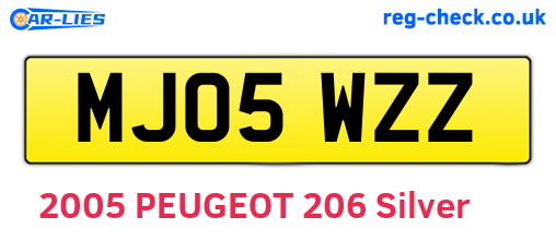 MJ05WZZ are the vehicle registration plates.
