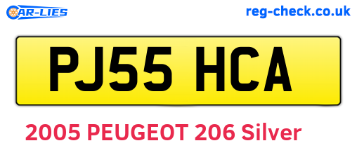 PJ55HCA are the vehicle registration plates.
