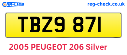 TBZ9871 are the vehicle registration plates.
