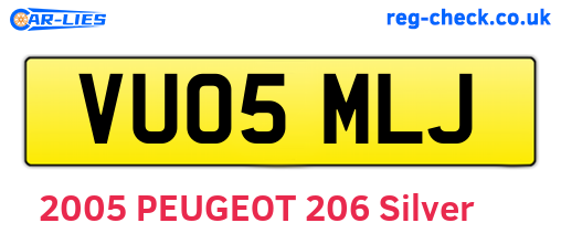 VU05MLJ are the vehicle registration plates.