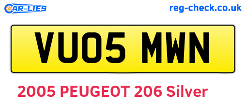 VU05MWN are the vehicle registration plates.