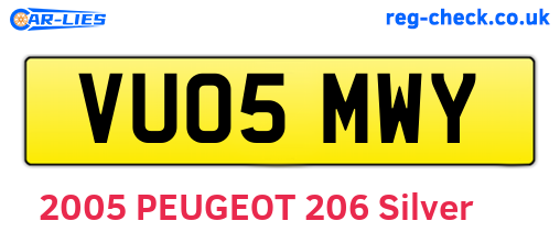 VU05MWY are the vehicle registration plates.