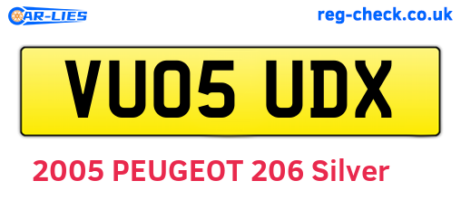 VU05UDX are the vehicle registration plates.
