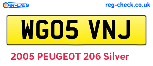 WG05VNJ are the vehicle registration plates.
