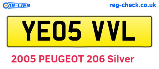 YE05VVL are the vehicle registration plates.