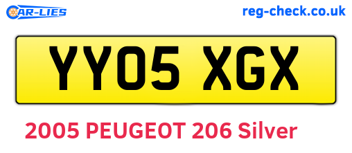 YY05XGX are the vehicle registration plates.