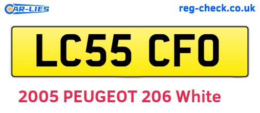 LC55CFO are the vehicle registration plates.