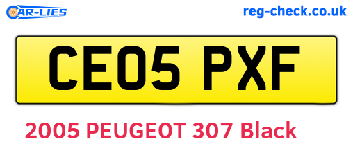 CE05PXF are the vehicle registration plates.