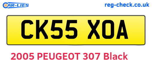 CK55XOA are the vehicle registration plates.