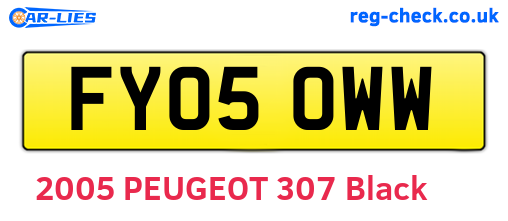 FY05OWW are the vehicle registration plates.