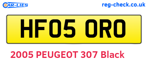 HF05ORO are the vehicle registration plates.