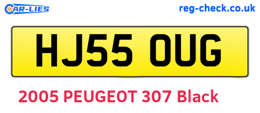 HJ55OUG are the vehicle registration plates.