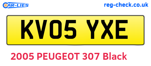 KV05YXE are the vehicle registration plates.