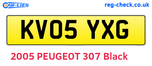 KV05YXG are the vehicle registration plates.