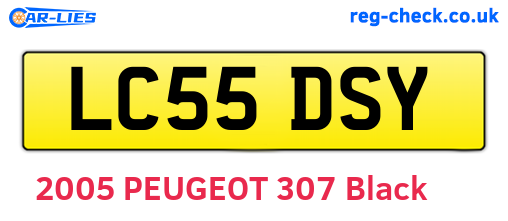 LC55DSY are the vehicle registration plates.