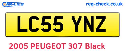 LC55YNZ are the vehicle registration plates.