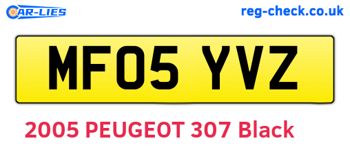 MF05YVZ are the vehicle registration plates.