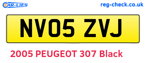 NV05ZVJ are the vehicle registration plates.