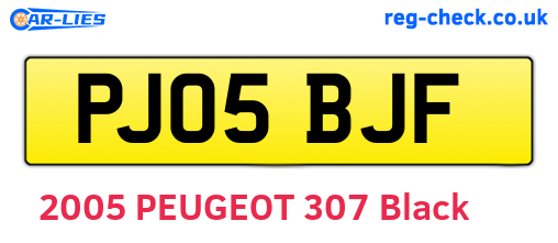 PJ05BJF are the vehicle registration plates.
