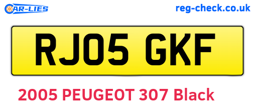 RJ05GKF are the vehicle registration plates.