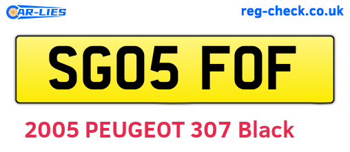 SG05FOF are the vehicle registration plates.